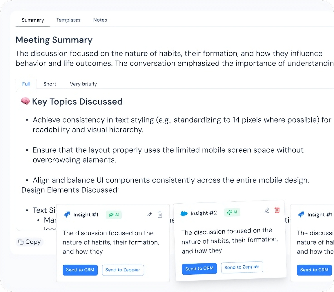 Meeting transcription interface